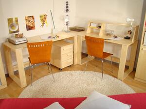 Rohový psací stůl z masivu GENIUS R (rohový psací stůl, rohová sestava GENIUS R)