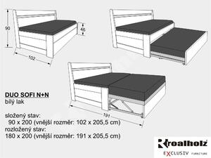 ROALHOLZ bílá rozkládací postel DUO SOFI N+N 90x200