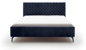 Tmavě modrá čalouněná dvoulůžková postel s úložným prostorem s roštem 180x200 cm La Maison – Meise Möbel