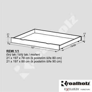 Bílý úložný prostor masiv REMI 1/1 pod bílé postele (bílý úložný prostor na kolečkách)