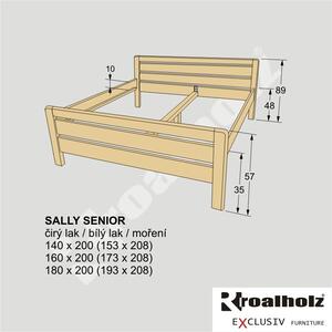 Zvýšené senior dvoulůžko z masivu SALLY SENIOR (zvýšená manželská postel masiv pro seniora)