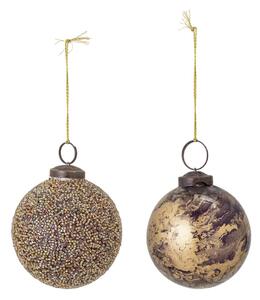 Bloomingville, Sada vánočních ozdob - skleněné koule Loha Ornament | zlatá