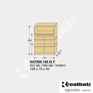 Dřevěný dvířkový prádelník z masivu KATRIN 108 IX F (vysoká komoda s knihovnou masiv )