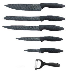 5dílná sada kuchyňských nožů s nepřilnavým povrchem a se škrabkou Royalty Line RL-DC5C / černá