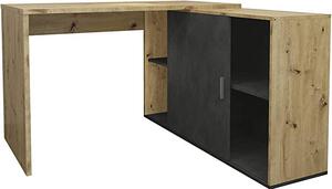 ROHOVÝ PSACÍ STŮL, tmavě šedá, dub artisan, 119/124/75 cm MID.YOU, Online Only