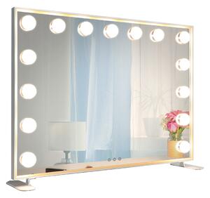 MMIRO, Hollywoodské make-up zrcadlo s osvětlením L621, 75 x 56 cm | bílá