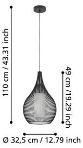 Eglo 900828 - Lustr na lanku RAZONI 1xE27/40W/230V černá