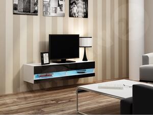 TV stolek Zigo New 140, Osvětlení: osvětlení LED - modré, Barva: bílá / bílá lesk Mirjan24 5902928696325