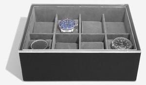 Stackers, Pánská šperkovnice na hodinky Black Pebble 8 Piece Watch Box & Acrylic Lid | černá
