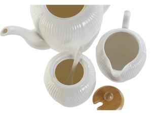 Konvice na čaj DKD Home Decor Bílý Přírodní Bambus Porcelán