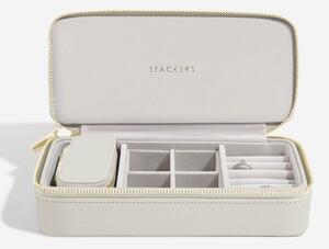 Stackers, Cestovní šperkovnice Oatmeal Large Zipped Jewellery Box | krémová