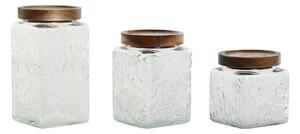 3 Tuby Home ESPRIT Přírodní Sklo Akátové 500 ml 750 ml 1 L 9,5 x 9,5 x 17,5 cm