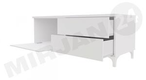 TV stolek Cleo XI-W Double L+P, Barva: bílý / šedý lesk Mirjan24 5902928370577