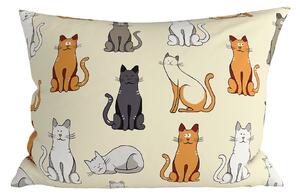 Polybavlněný povlak na polštář COLORED CATS POLY 50x70 cm, krémový