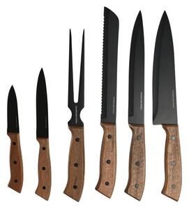 18252 Sada nožů Home ESPRIT Černý Nerezová ocel Akátové dřevo 4 x 1 x 33 cm 6 Kusy