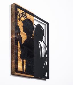 Nástěnná dekorace 32x50 cm jazz dřevo/kov