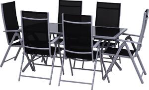 Souprava zahradního nábytku Outsunny - 7 díl - hliník - erná - (stl) 160 d x 86 x 72 v cm