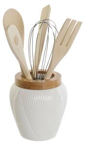 Hrnec na kuchyňské náčiní DKD Home Decor Bílý Bambus Porcelán 10,5 x 10,5 x 12 cm 6 Kusy
