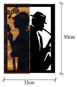 Nástěnná dekorace 32x50 cm jazz dřevo/kov