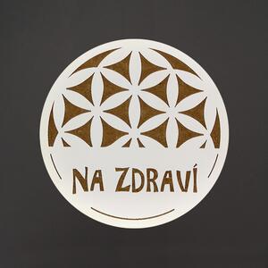AMADEA Dřevěný podtácek kulatý text "na zdraví", průměr 10,5 cm, český výrobek