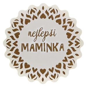 AMADEA Dřevěný podtácek kulatý text "nejlepší maminka", průměr 10,5 cm, český výrobek
