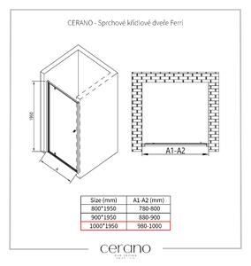 Cerano Ferri, 1-křídlé sprchové křídlové dveře 100x195 cm, 6mm čiré sklo, chromový profil, CER-CER-425629