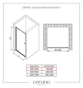 CERANO - Sprchové křídlové dveře Ferri L/P - černá matná, transparentní sklo - 80x195 cm