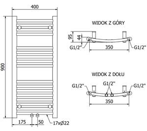 Mexen Ares koupelnový radiátor 900 x 400 mm, 312 W, Bílá