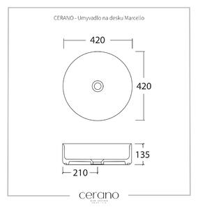 CERANO - Keramické umyvadlo na desku Marcello - bílá lesklá - 42x42 cm