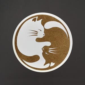 AMADEA Dřevěný podtácek kulatý kočky, průměr 10,5 cm, český výrobek