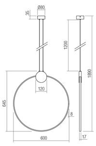 Redo 01-3107 - LED Lustr na lanku ATOM LED/20W/230V pr. 60 cm