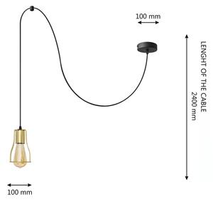 Lustr na lanku TUBE LONG 1xE27/15W/230V černá/zlatá