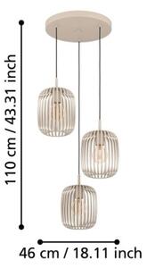 Eglo 900687 - Lustr na lanku ROMAZZINA 3xE27/40W/230V béžová