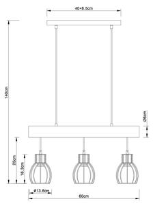 Globo 15326-3NB - Lustr na lanku MINA 3xE27/60W/230V