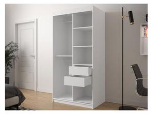 Moderní šatní skříň Ratintu 1 100 cm, Úložný prostor: ne, Barva: bílá / bílá + černý mat Mirjan24 5903211151064