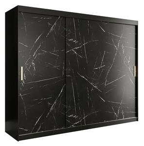 Skříň s posuvnými dveřmi Nonnus 250 T, Úložný prostor: ano, Barva: černá matná / bílá mramor Mirjan24 5903211111563