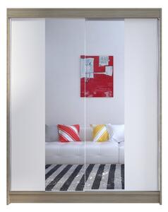 Šatní skříň Belgia II, Barva: bílá + sonoma + zrcadlo, Osvětlení: bez osvětlení Mirjan24 5902928935066