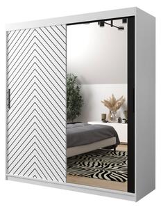 Moderní šatní skříň se zrcadlem Ratintu 2 180 cm, Úložný prostor: ne, Barva: bílá / bílá + černý mat Mirjan24 5903211151330