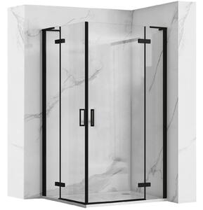Rea Hugo Double, 2-křídlý ​​sprchový kout 100 (dveře) x 90 (dveře) x 200 cm, 6mm čiré sklo, černý profil, KPL-45234