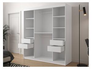 Moderní posuvná skříň Ratintu 1 180 cm, Úložný prostor: ne, Barva: bílá / bílá + černý mat Mirjan24 5903211151156