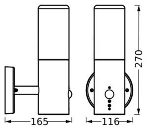 Ledvance - Venkovní nástěnné svítidlo se senzorem FIGO CYLINDER 1xE27/20W/230V