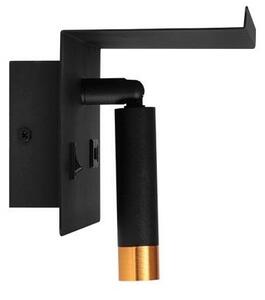 Nástěnné bodové svítidlo s poličkou a USB nabíječkou 1xG9/35W/230V černá/zlatá