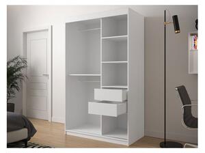 Moderní šatní skříň se zrcadlem Ratintu 2 120 cm, Úložný prostor: ne, Barva: bílá / bílá + černý mat Mirjan24 5903211151279