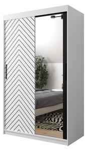 Moderní šatní skříň se zrcadlem Ratintu 2 120 cm, Úložný prostor: ne, Barva: černá / dub artisan + černá Mirjan24 5903211151293