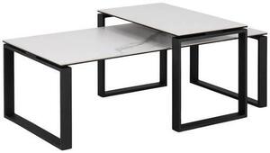 SADA KONFERENČNÍCH STOLKŮ, černá, bílá, kov, sklo, 115/55/45 cm MID.YOU, Online Only