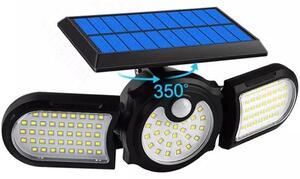 HJ Solární LED světlo s čidlem pohybu a třemi reflektory, 112 LED