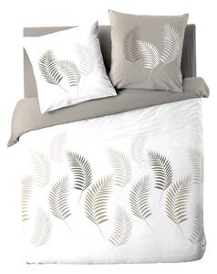 Bílé/taupe bavlněné povlečení na dvoulůžko/prodloužené 240x220 cm Goyave – douceur d'intérieur