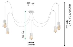 Lustr na lanku TUBE LONG 5xE27/10W/230V bílá