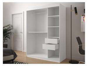 Posuvná skříň se zrcadlem Ratintu 2 150 cm, Úložný prostor: ne, Barva: bílá / bílá + černý mat Mirjan24 5903211151309