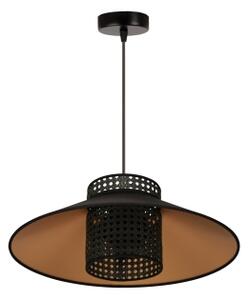 Duolla - Lustr na lanku RIO RATTAN 1xE27/15W/230V pr. 45 cm černá/zlatá